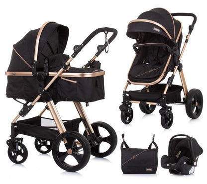 Carrito De Bebé Havana Trío Convertible Hasta 22 Kg Con Bolso Y Mosquitera Ebony_0