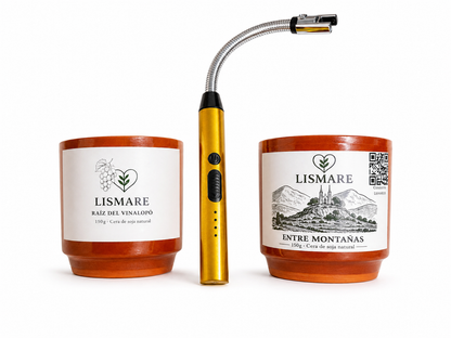 Pack El Silencio Del Fuego - Dos Velas + Encededor Electrico Recargable - Lismare_0