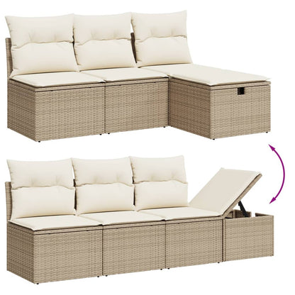 Set De Sofás De Jardín 9 Pzas Con Cojines Ratán Sintético Beige / Vetonek_2
