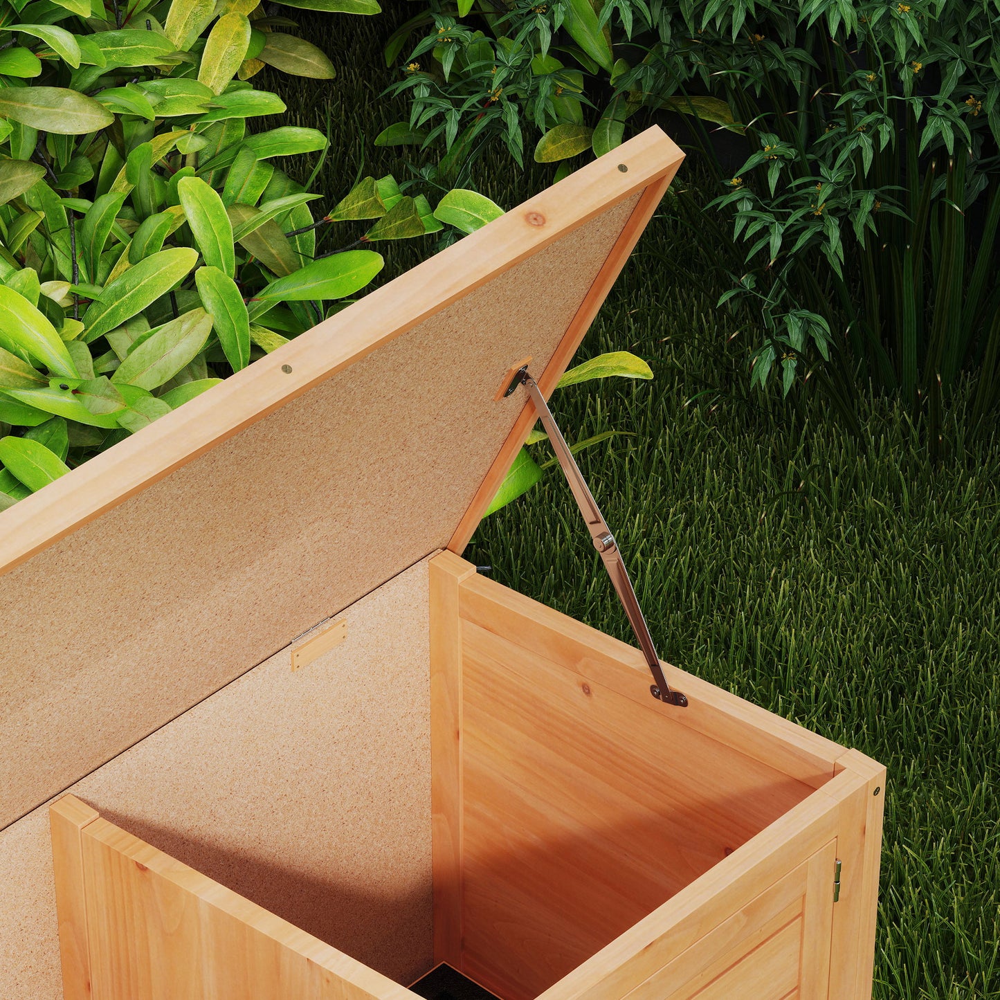 Pawhut Conejera De Madera Con Techo Abatible Y Puertas 112x50x54 Cm Amarillo_4