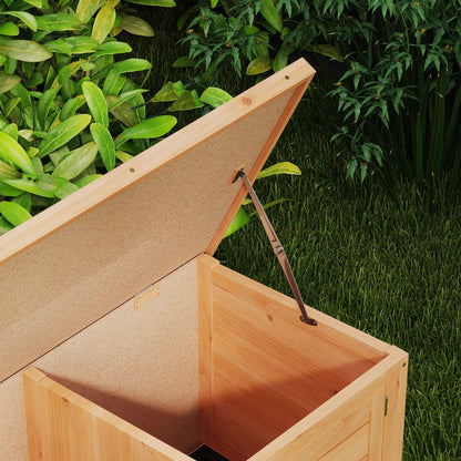 Pawhut Conejera De Madera Con Techo Abatible Y Puertas 112x50x54 Cm Amarillo_4