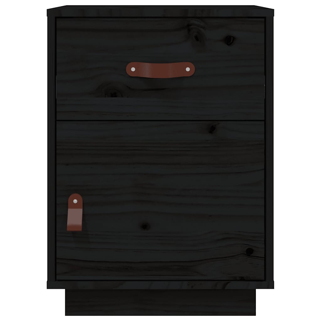 Mesitas De Noche 2 Uds Madera Maciza De Pino Negro 40x34x55 Cm_4