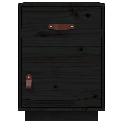 Mesitas De Noche 2 Uds Madera Maciza De Pino Negro 40x34x55 Cm_4