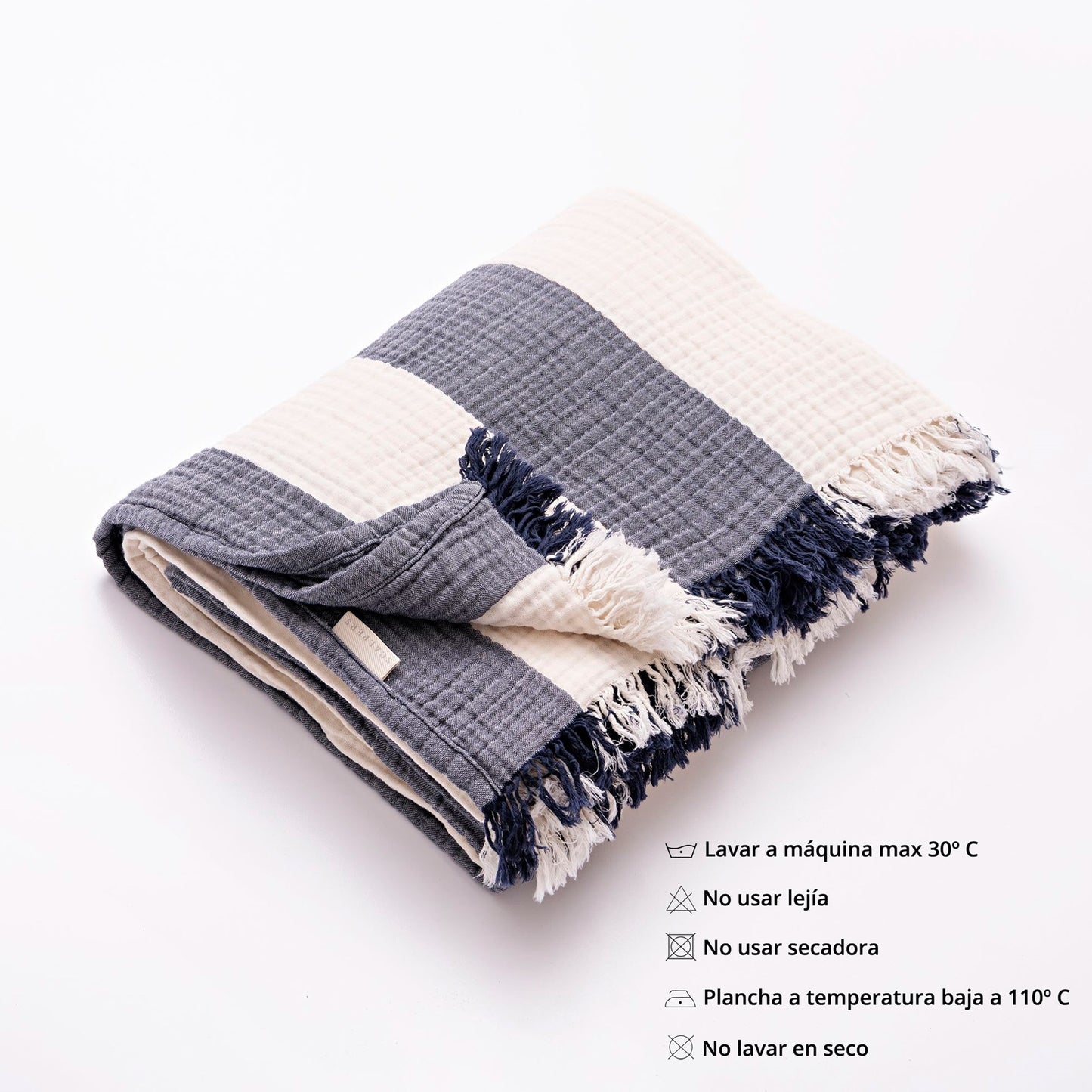 Manta Rayas 140x190cm 100% Algodón 240gsm Navy Mediterranean Scalpers Home