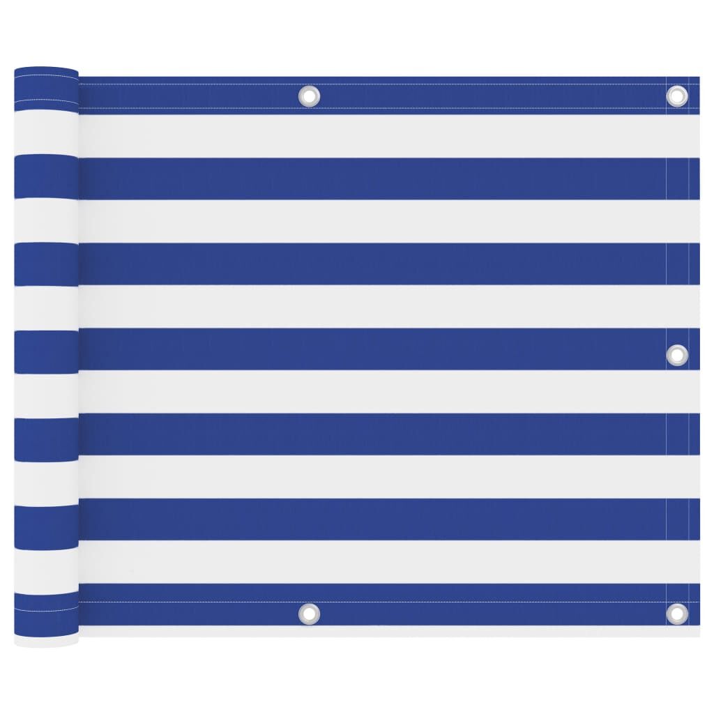 Vidaxl Toldo Para Balcón Tela Oxford Blanco Y Azul 75x300 Cm_0