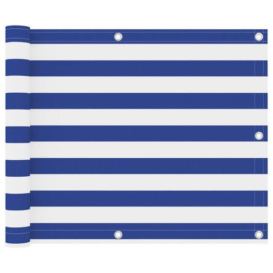 Vidaxl Toldo Para Balcón Tela Oxford Blanco Y Azul 75x600 Cm_0