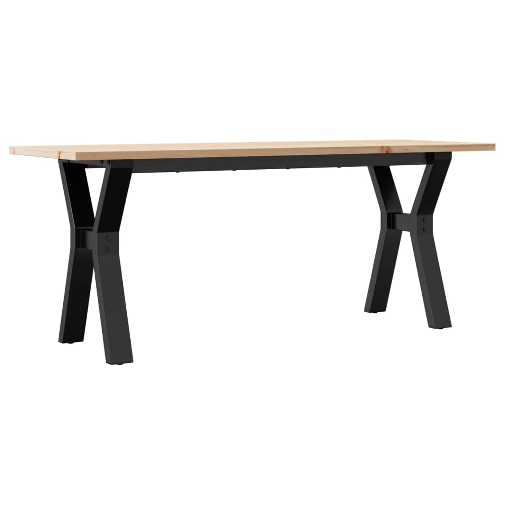Mesa De Centro Marco Y Madera Maciza Pino Y Acero 110x40x45 Cm_0