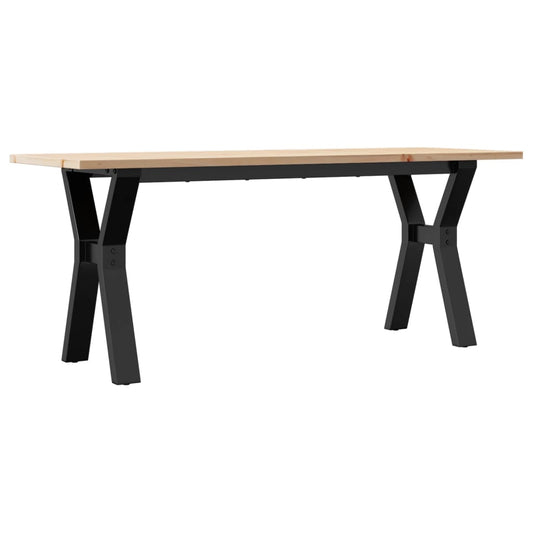 Mesa De Centro Marco Y Madera Maciza Pino Y Acero 110x40x45 Cm_0