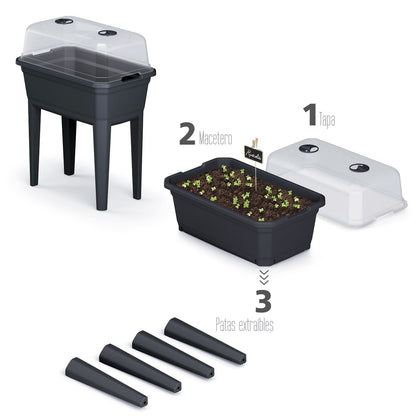 Jardinera Alta Con Cubierta Prosperplast Respana Planter Ecoline De Plastico En Color Antracita 59,6 (largo) X 36,8 (ancho) X 75,3 (alto) Cm_1