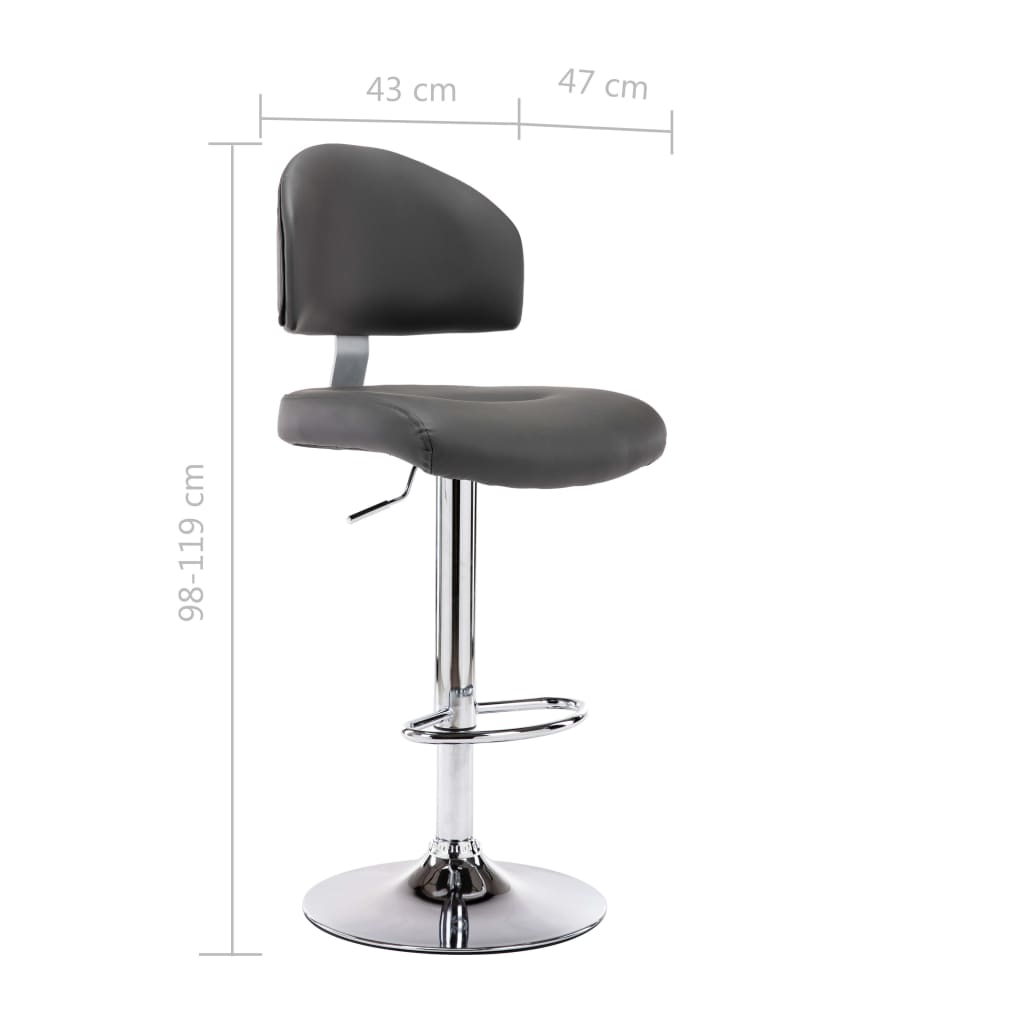 Taburete De Cocina Cuero Sintético Gris_5