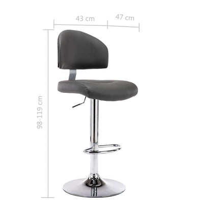 Taburete De Cocina Cuero Sintético Gris_5