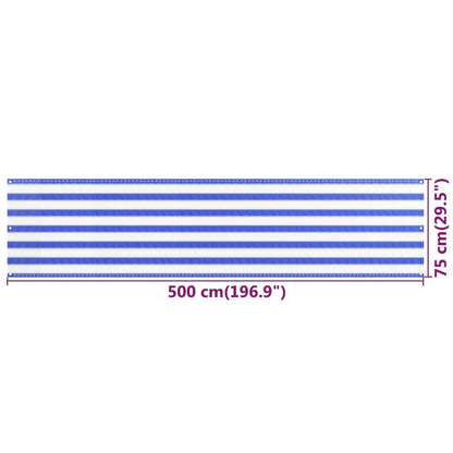 Vidaxl Toldo Para Balcón Hdpe Azul Y Blanco 75x500 Cm_4