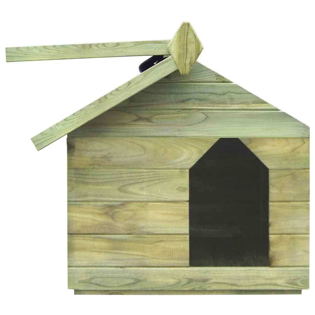 Vidaxl Casa De Perro De Jardín Tejado Abierto Madera Pino Impregnada_4