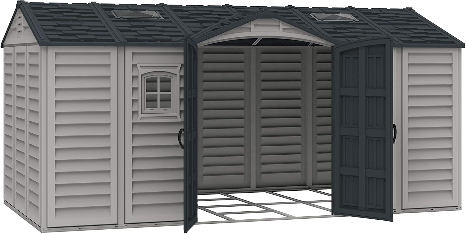 Duramax - Caseta Jardín - Apex Pro Plus 15x8 -  Pvc - Color Gris Claro Y Oscuro_4