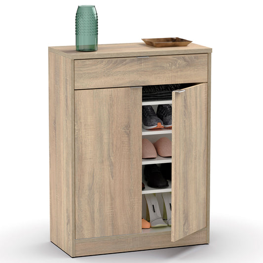Zapatero Entrada Recibidor, Mueble Auxiliar Estrecho Zapatos, 2 Puertas, 1 Cajón 101x75x36 Cm, Briebe, Domus, Madera_0