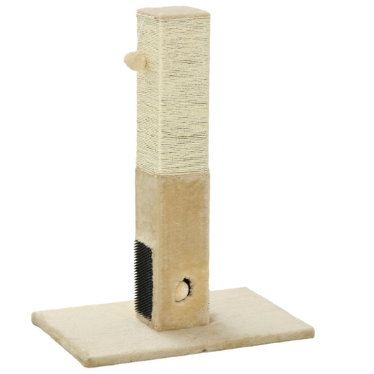 Pawhut Poste Rascador Para Gatos 79 Cm Con Bola Colgante 59,5x39x79 Cm Beige_0