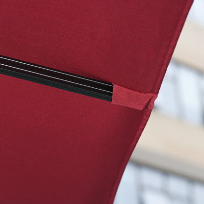Outsunny Sombrilla De Jardín Ø300 Cm Aluminio Giratorio 360° Con Manivela Rojo_4