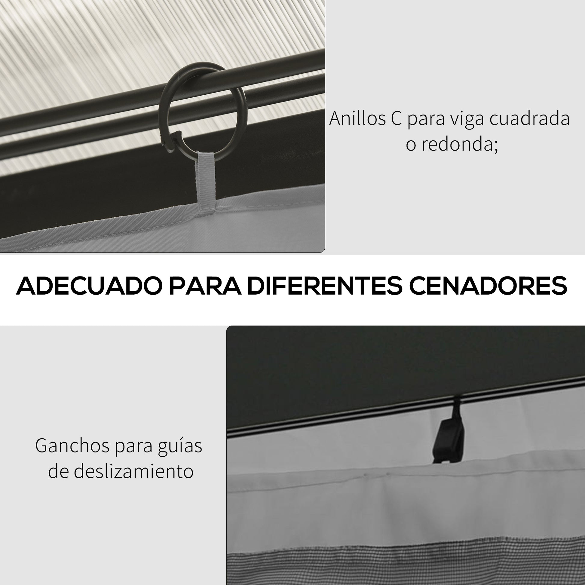 Outsunny 4 Paredes Laterales Para Cenador 3,5x2 M Sin Ventanas Gris Claro_5