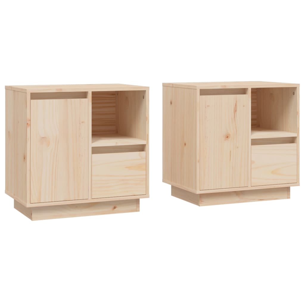 Mesitas De Noche 2 Uds Madera Maciza De Pino 50x34x50 Cm_0