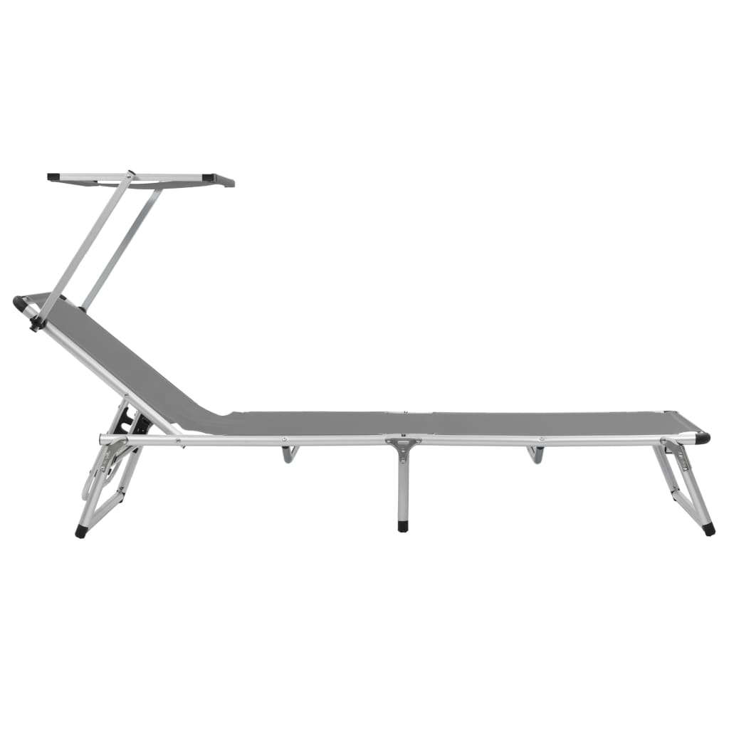 Tumbonas Plegables Con Techo 2 Uds Aluminio Y Textilene Gris_3