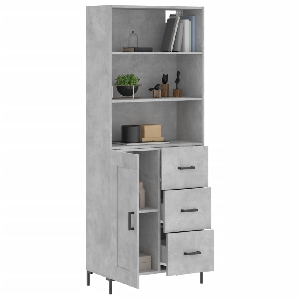 Aparador Alto Madera Contrachapada Gris Hormigón 69,5x34x180 Cm_2