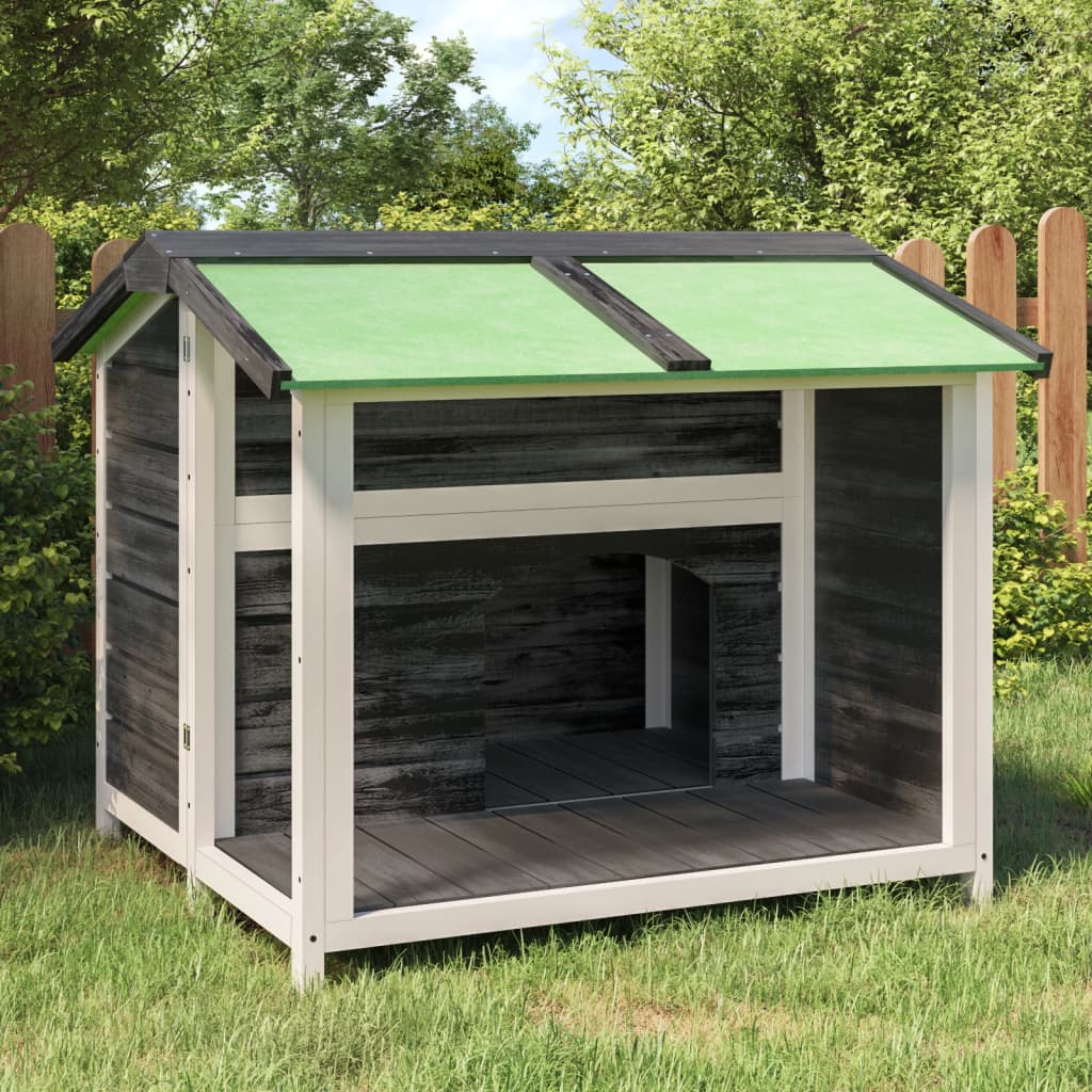 Caseta Para Perros Madera Maciza De Pino Gris 96x87x80,5 Cm_1