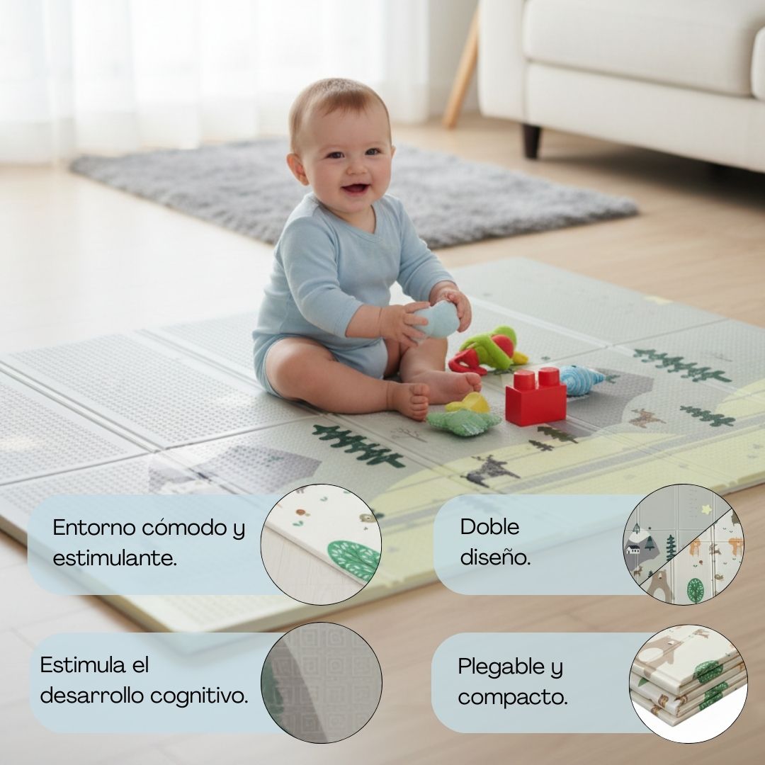 Alfombra Plegable Para Bebé 200 × 180 Cm, Reversible Animales/invierno Bathby_3