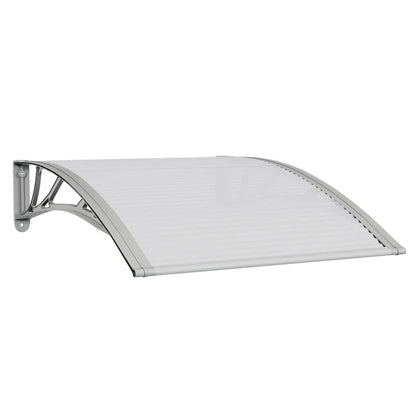 Marquesina Para Puerta Gris Y Transparente 100x75 Cm Policarbonato_0