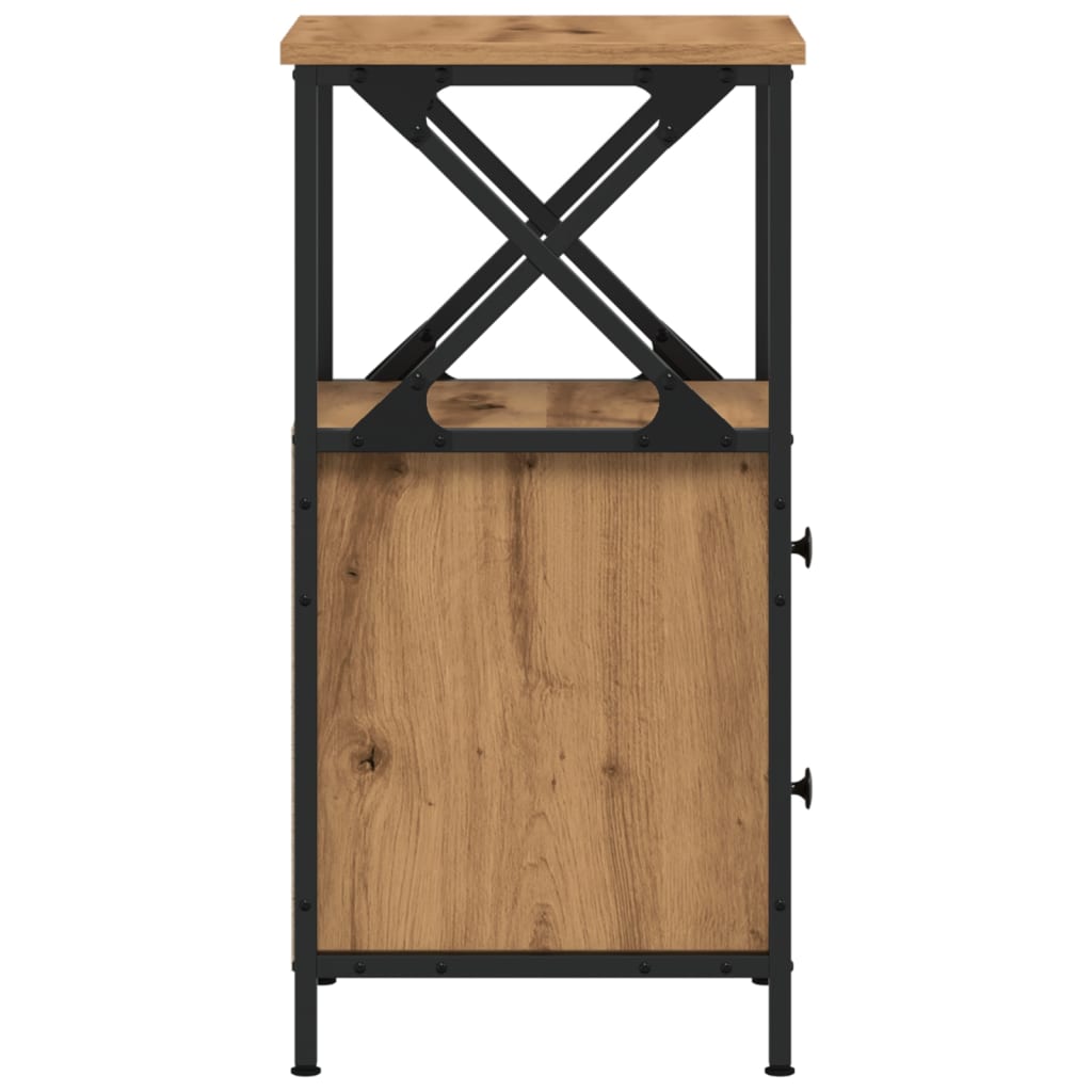 Mesita De Noche Madera Ingeniería Roble Artisan 34x35,5x70 Cm_3