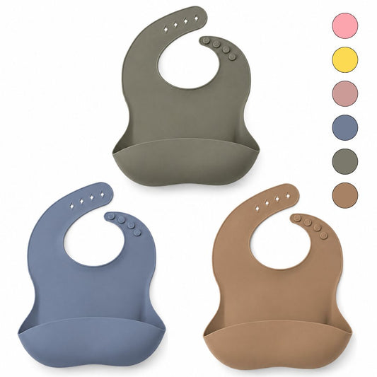 Pack De 3 Baberos De Silicona Para Bebé, Baberos Impermeables Con Bolsillo Recogecomida Y Reutilizables Bathby_0