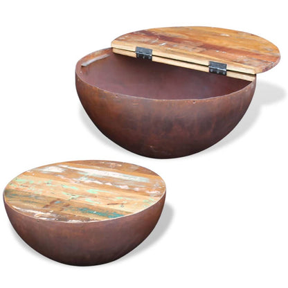 Set Mesa De Centro Forma Cuenco 2 Uds Madera Maciza Reciclada_4