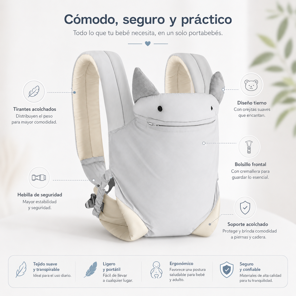 Bathby Mochila Portabebés Ergonómica Para Bebé, Portabebés Ligero Y Transpirable Con Capucha Desmontable_2