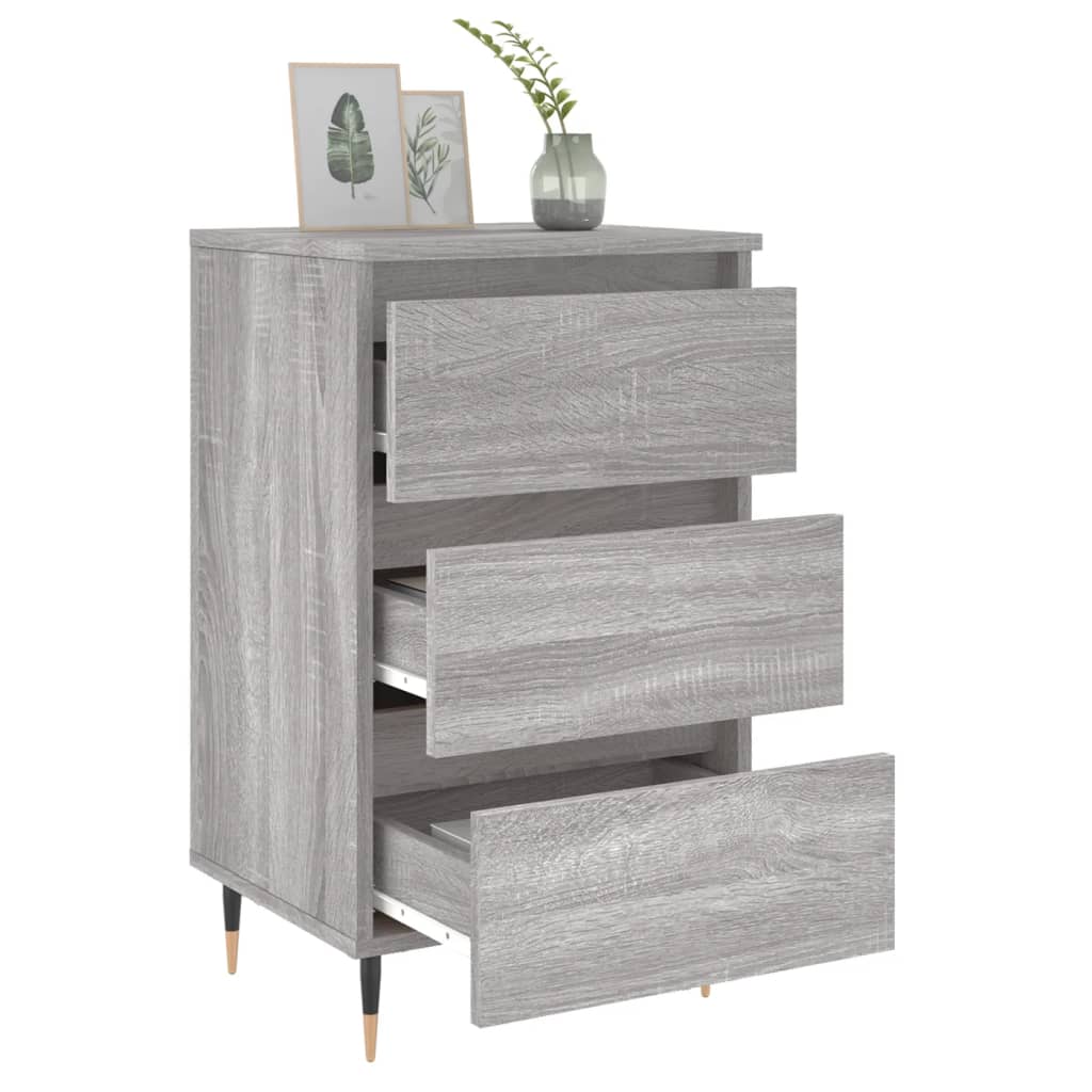 Mesita De Noche 2 Uds Madera Ingeniería Gris Sonoma 40x35x69 Cm_2