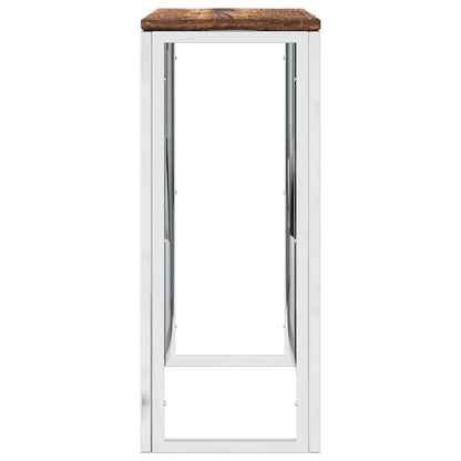 Mesa Consola Acero Inoxidable Madera Maciza Reciclada Plateada_2