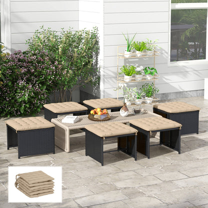 Outsunny Juego De 6 Cojines Para Sillas De Comedor 40x40 Cm Caqui_1