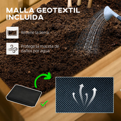 Outsunny Jardinera De Pared Con Enrejado De Madera 3 Macetas Móviles 60x16x80 Cm_5