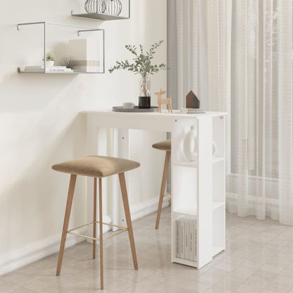 Mesa Bar Con Estante Madera Contrachapada Blanco 102x50x103,5cm_4