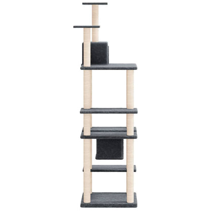 Vidaxl Rascador Para Gatos Con Postes De Sisal Gris Oscuro 176 Cm_3
