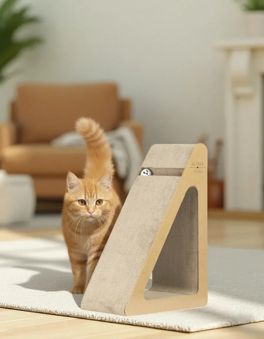 Rascador Para Gatos Rompeolas Triangular Vertical Con 6 Superficies De Rascado Althea Living 62x43x26.5cm_3