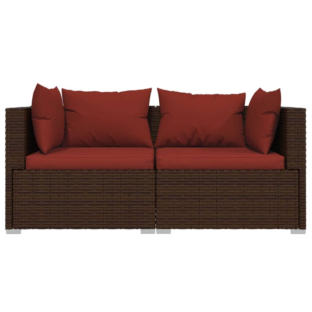 Vidaxl Set Muebles De Jardín 3 Piezas Y Cojines Ratán Sintético Marrón_3