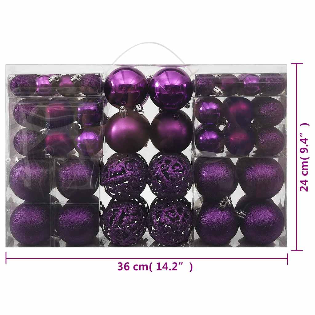 Vidaxl Juego De Bolas De Navidad 100 Piezas Morado_2