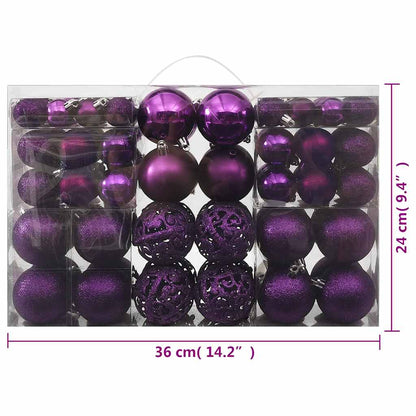 Vidaxl Juego De Bolas De Navidad 100 Piezas Morado_2