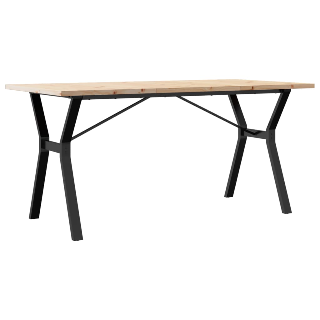 Mesa De Comedor Marco Y Madera Maciza Pino Acero 140x80x75,5 Cm_0