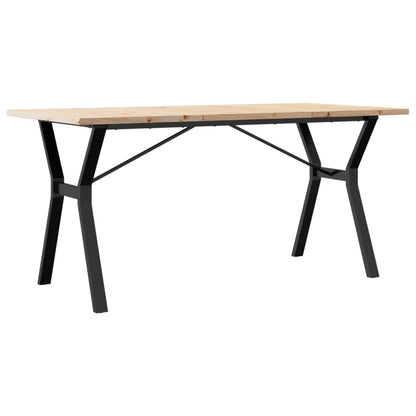 Mesa De Comedor Marco Y Madera Maciza Pino Acero 160x80x75,5 Cm_0