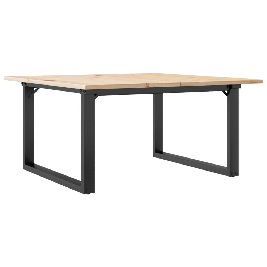 Mesa De Centro Marco O Madera Maciza Pino Y Acero 80x80x45 Cm_0