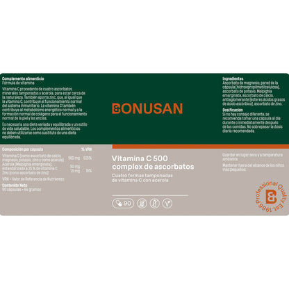 Bonusan Vitamina C-500 complejo de ascorbatos 90 cápsulas