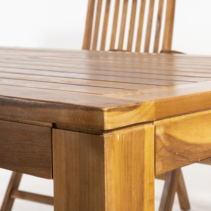 Conjunto Muebles De Madera Teca, Mesa De 180 Cm De Largo Y 6 Sillones Reclinables, Madera Teca Grado A, Tratamiento Al Agua Aplicado_4