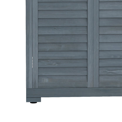 Outsunny Cobertizo De Madera 0,31 M² Con 2 Puertas Y 2 Estantes Gris_3