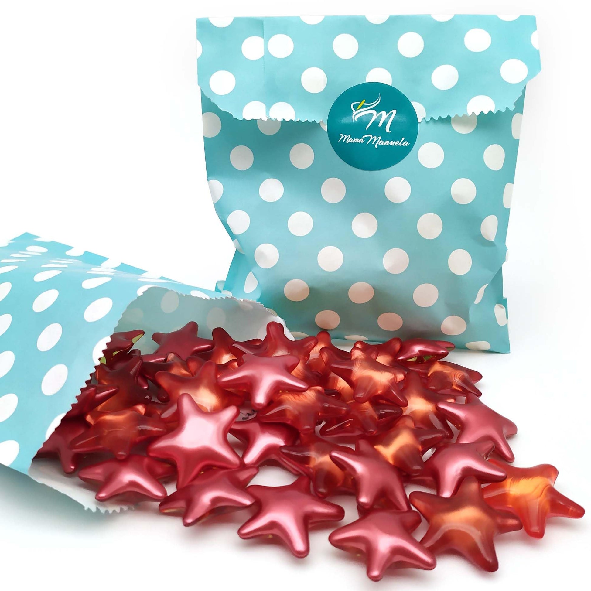 Pack Regalo 12 Perlas Baño En Forma De Estrella - Con Aceite De Soja - Hidrata, Suaviza Y Perfuma La Piel - Aroma Fresas_0