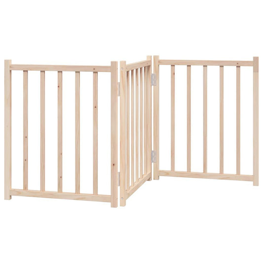 Vidaxl Puerta Para Perros Plegable 3 Paneles Madera De Abeto 150 Cm_0
